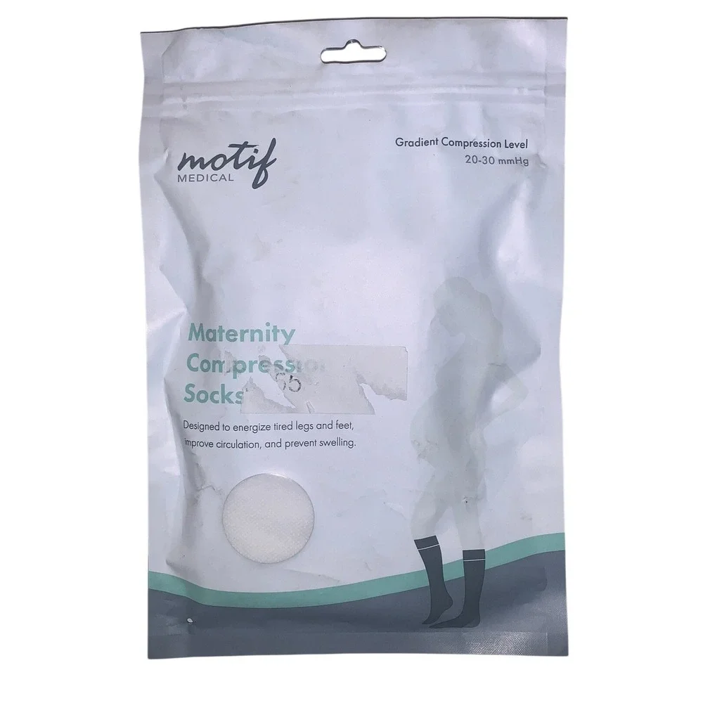 Motif Medical Maternity Compression Socks White/Gray Size‎ Medium
